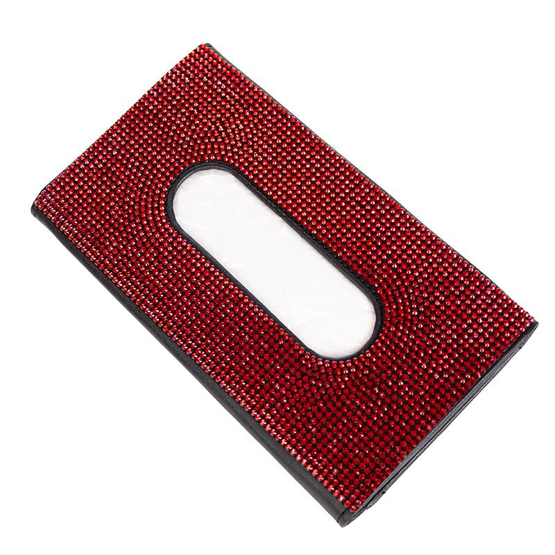 Rhinestone Diamond Car Tissue Boxes Diamond Inlaid Sunshades Leather Hanging Seat Backrest Paper Clip Auto Interior Accessories