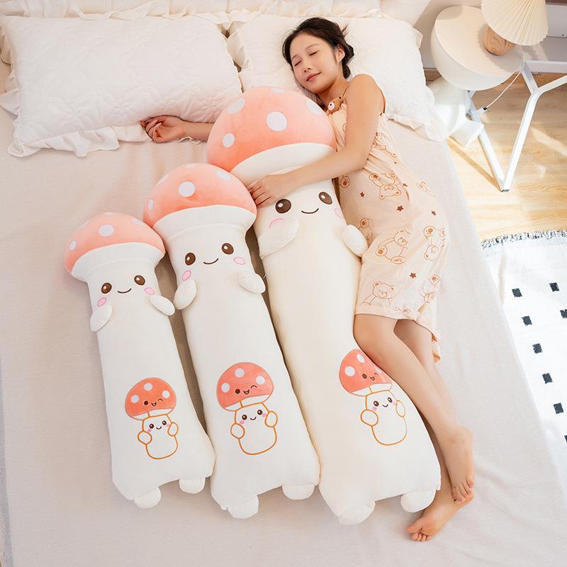 Cartoon Soft Mushroom Long Throw Pillow Plush Toy Doll Mushroom Doll Girl Sleeping Soothing Doll