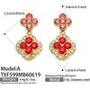 SSeeSY Custom Design Jewelry Stainless Steel 18K Gold Plated Clover Stud Earrings Necklace Set for Engagement Party with Zircon