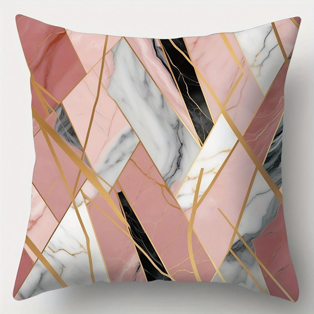 4Pcs Modern Marble Theme Digital Printing Pillow Cover Short Plush Suitable Living Rooms Bedrooms Sofas Throw Cushion Cover