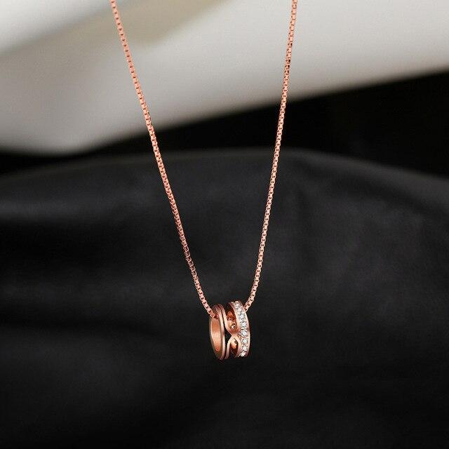 

Цепочка на ключицы из стерлингового серебра 925 пробы, циркониевый круг, очаровательное ожерелье, кулон для женщин, свадебных девушек, 2022, ювелирные аксессуары, Dz350 розового золота