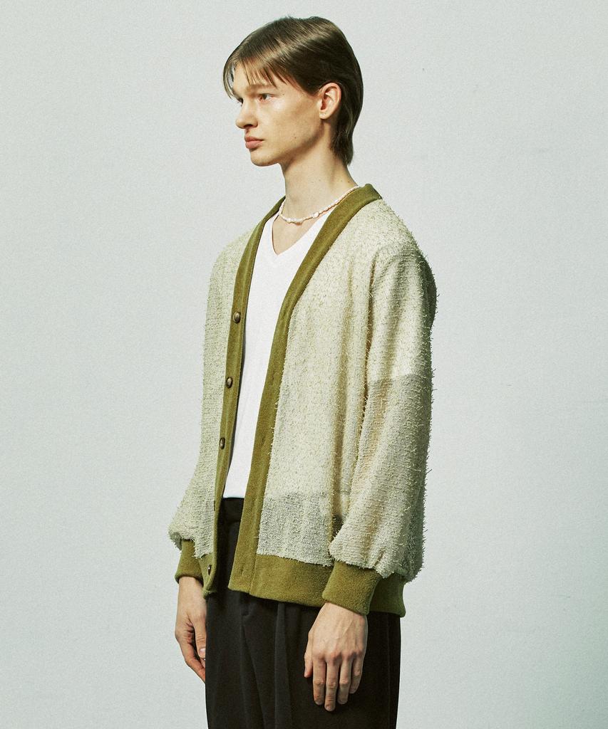 Ssy Grunge Fishernet Knit Cardigan Basil