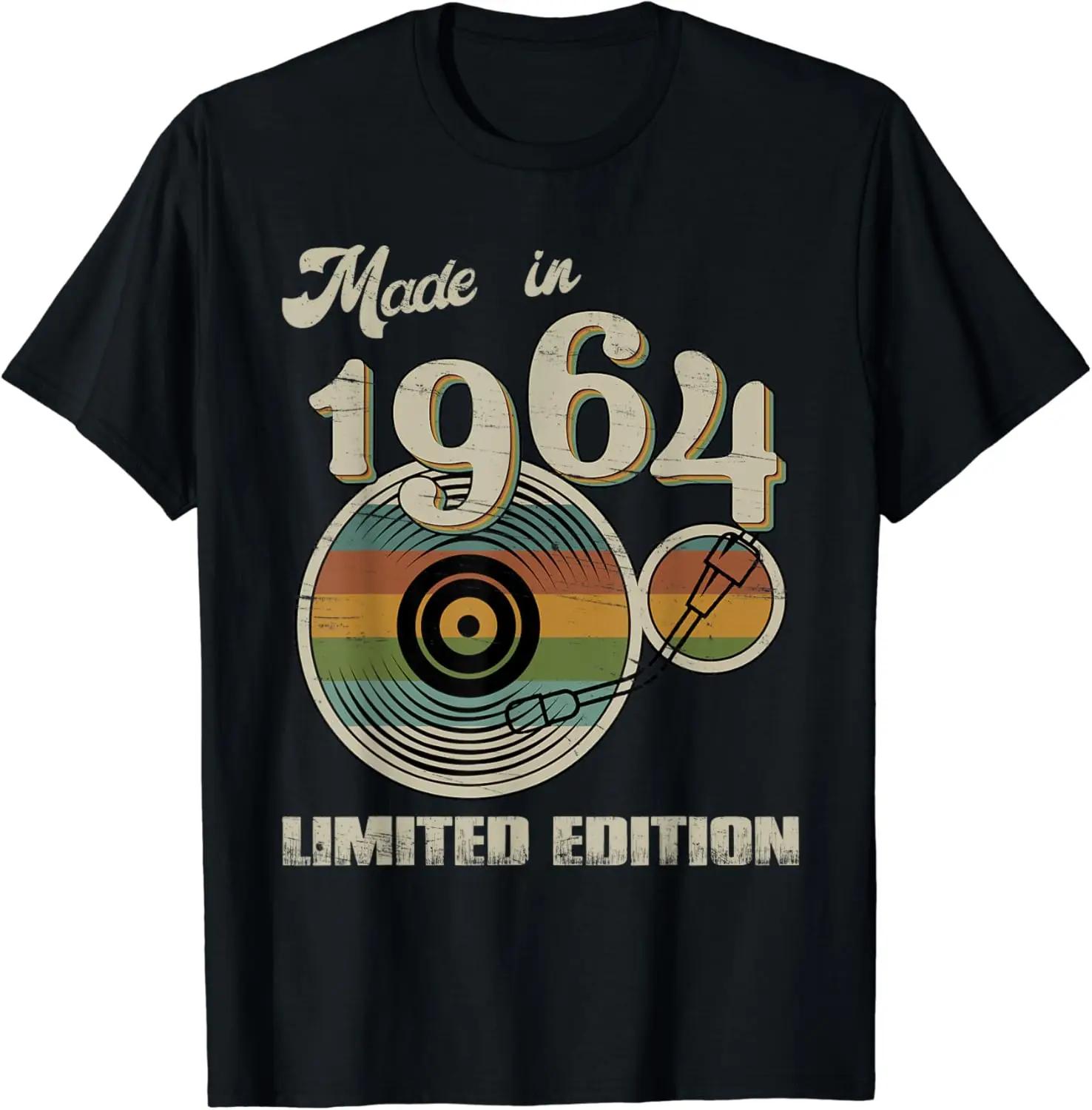 

Made in 1964 Limited Edition Retro Vinyl 60th Birthday T-Shirt Funny Birthday Gift T Shirt Graphic T Shirts Camisetas Ropa Mujer 4XL