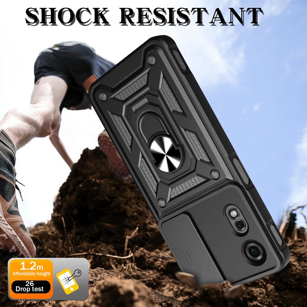 For ZTE Nubia Neo 2 5G Case with Slide Camera Lid PC+TPU Kickstand Phone Cover