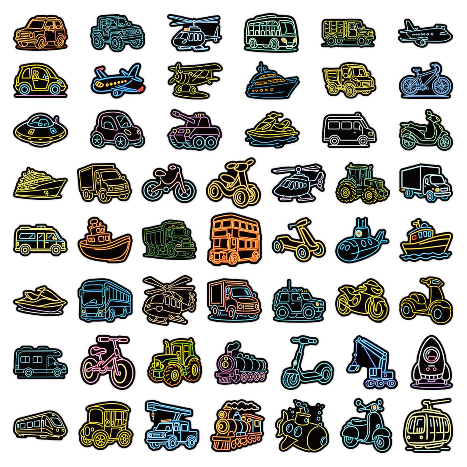 50 шт. Неоновые наклейки на автомобиль, Стильные декоративные наклейки на чехол для телефона One Size