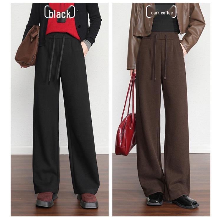 Brand New Women's High-Waisted Wool Wide-Leg Pants: Stylish, Versatile, Slimming, and Casual.