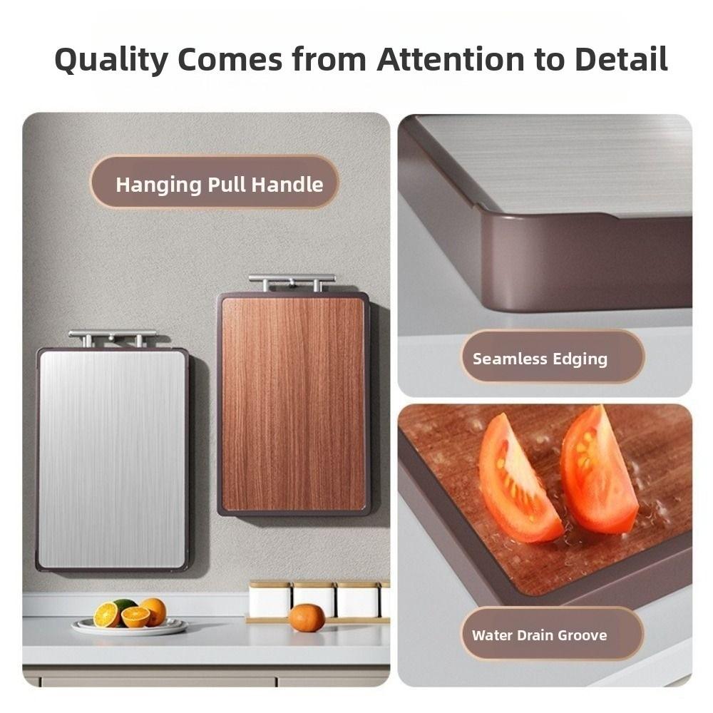 Anti-Bacterial Wood Chopping Board Anti-Slip Stainless Steel Cutting Board  Home