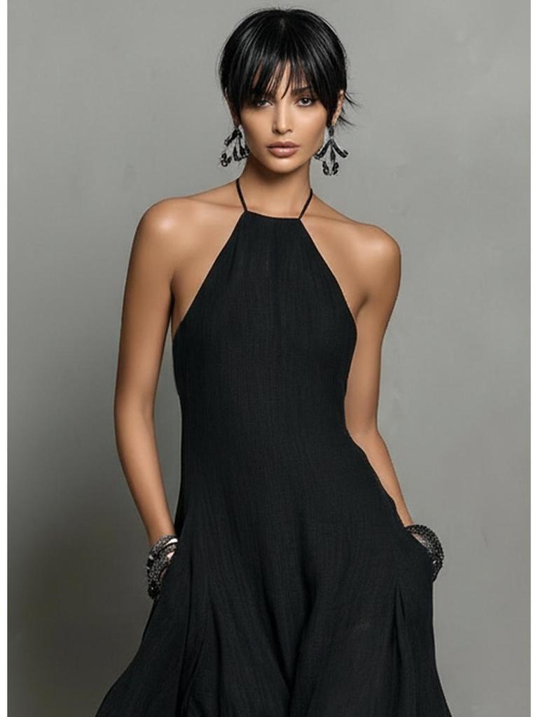 2026 European & American Spring/Summer Cotton Linen Blend Backless Sleeveless Long Dress