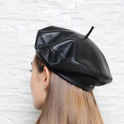 Neue 2022 Mode Echt Leder Baskenmütze Kappen Frauen Weibliche Retro Schwarz 54-60 cm Ausgestattet Maler Hut Mujer Streetwear beanie