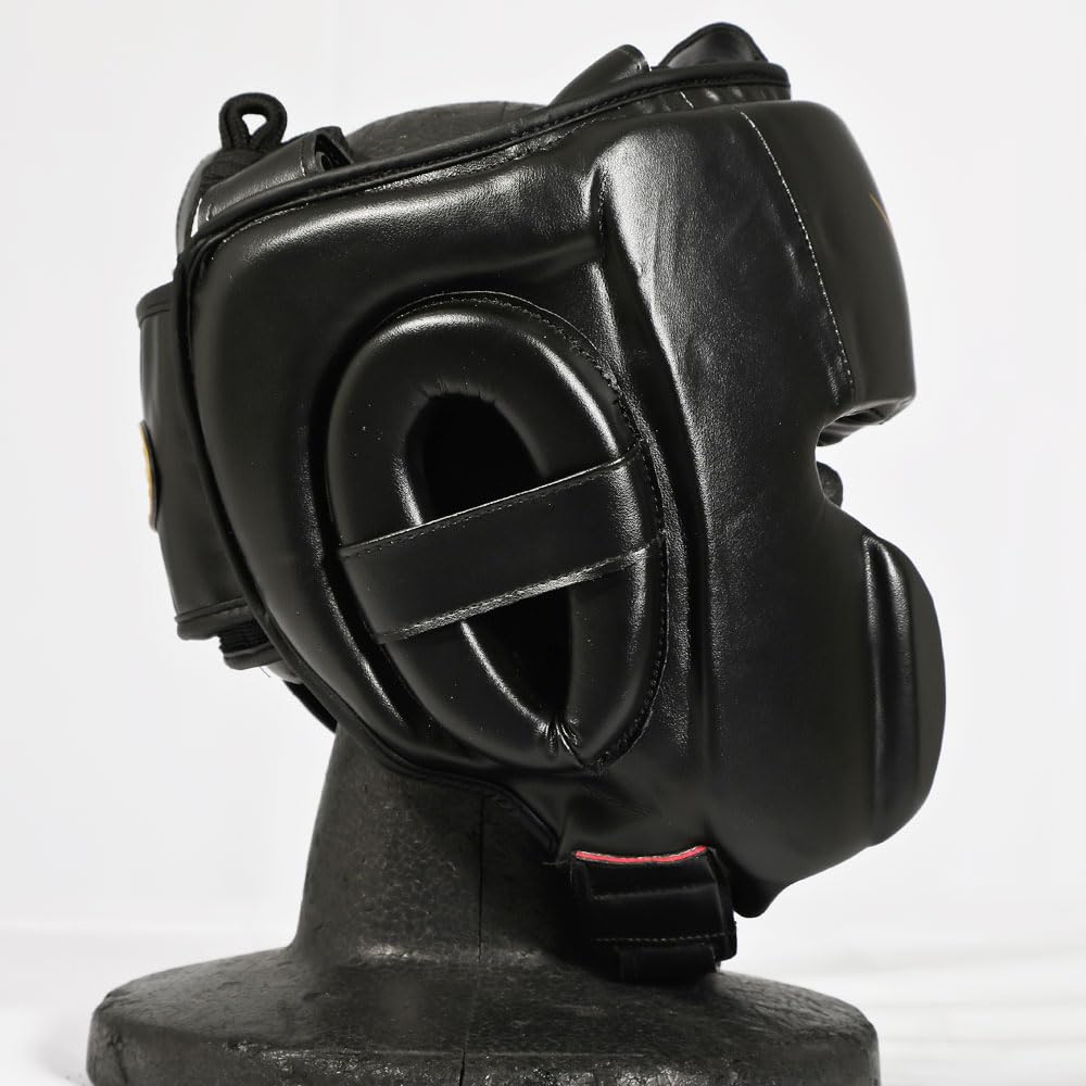 BODYMAKER Head Guard SL, Boxing Head Guard, Martial Arts, Karate, Boxing, Kickboxing, MMA, Practice, Dojo, Sparring, Protector, Size F, Black