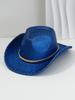 Unisex Elegant Brushed Top Hat YK Style Cowboy Hat, Metal Round Accessories Belt Bonfire Party