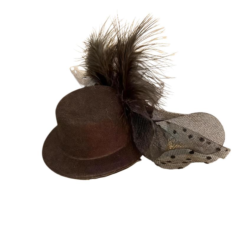 Black Pearl Flower Hair Clip Hat Artificial Mesh Pillbox For Women Elegant Formal Hat Jewelry Accessories