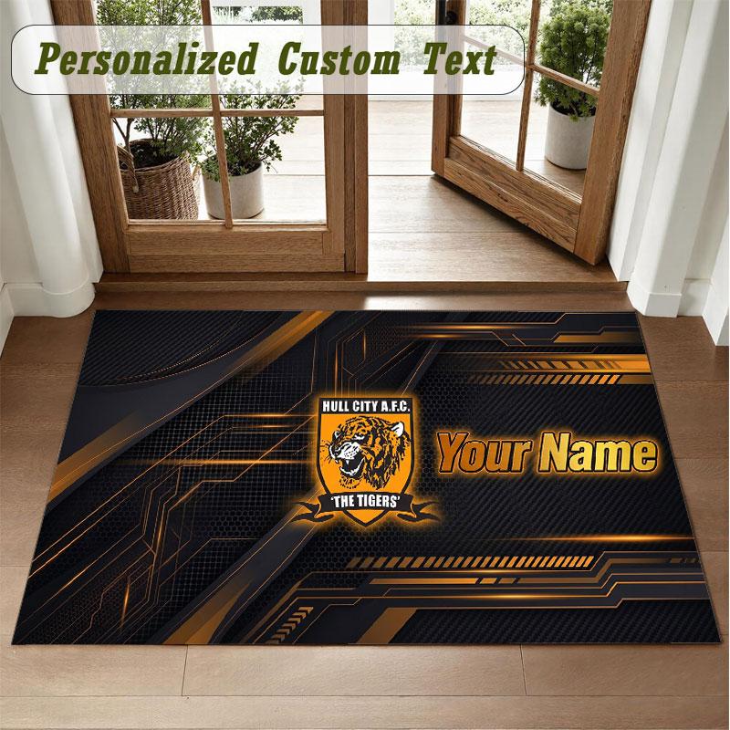 Crystal Velvet Square Rug Custom NameHull FC Pattern Non Slip Home Floor Decor Rug