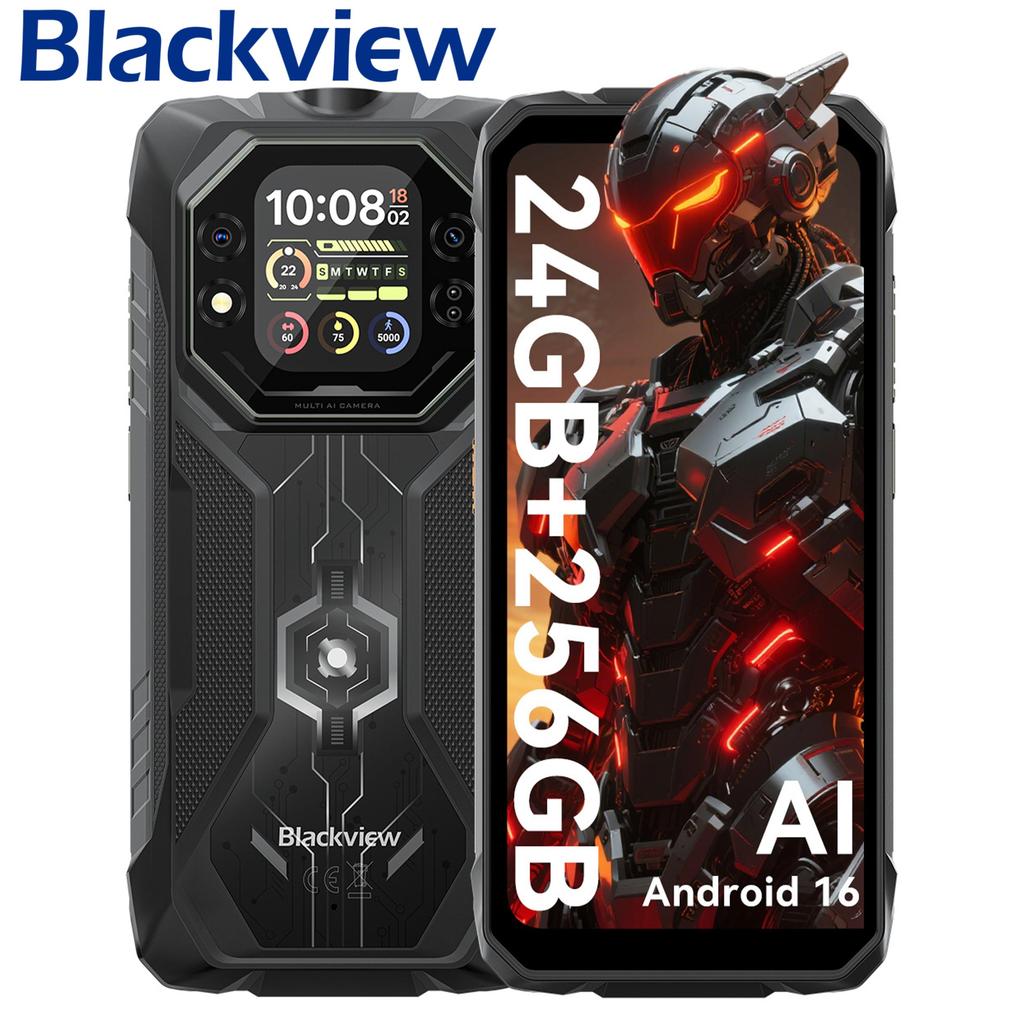 Blackview ROCK 1 Wytrzymały Smartfon z Podwójnym Ekranem 6.56'+2.01' AI Bateria 15000mAh, 24GB RAM 256GB ROM, Helio G81, 180Hz, Wodoodporność IP69K/IP68