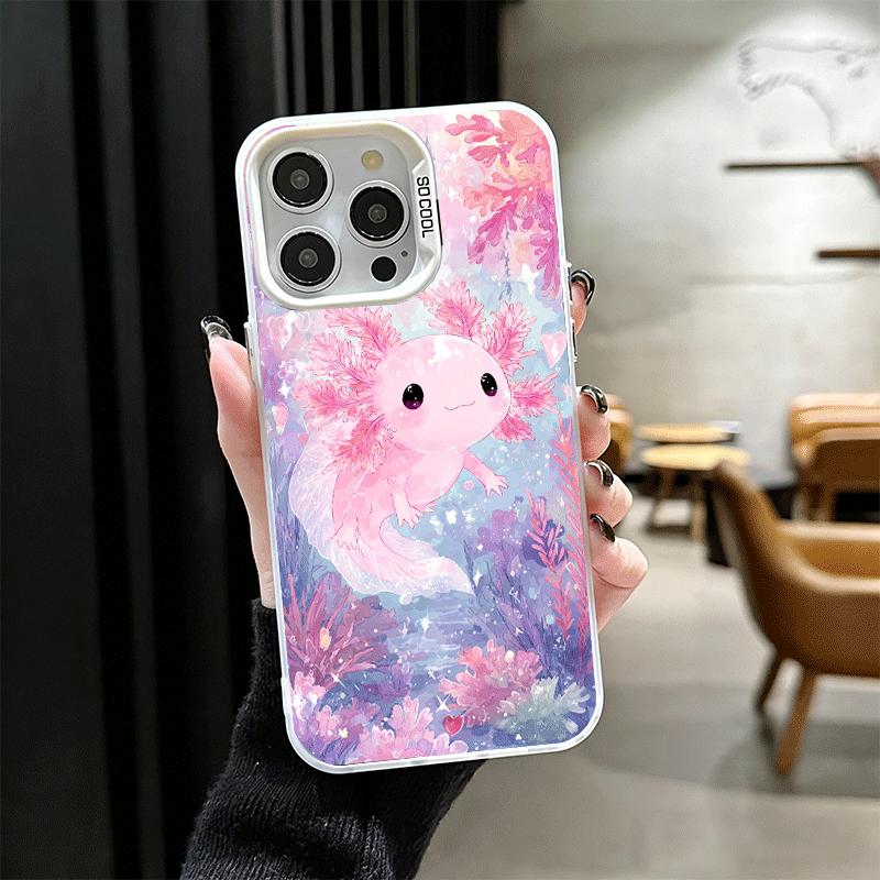 Capa de Celular à Prova de Choque Fofa de Desenho Animado de Axolote para iPhone 18 17 Air 16 16E 15 Pro Max 14 Plus 13 Mini 12 Capa Traseira Anti-Queda Fundas