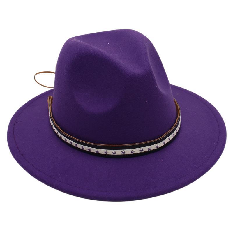 Foreign Trade Retro Top Hat Pentagram Jazz Hat Men'S And Women'S Felt Hat European And American Style Hat Woolen Hat Wool