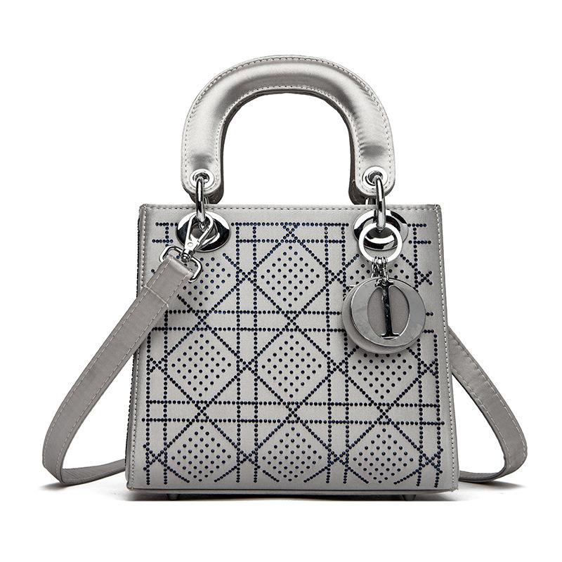 Špičková textúra, ľahký luxus, kabelka do ruky s kosoštvorcovým vzorom, crossbody kabelka a kabelka na jedno rameno