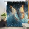Butterfly Shower Curtain - Fantasy Natural Waterscape, Creative Bathtub Partition, Adds Bathroom Decor,Polyester Fabric,12 Hooks