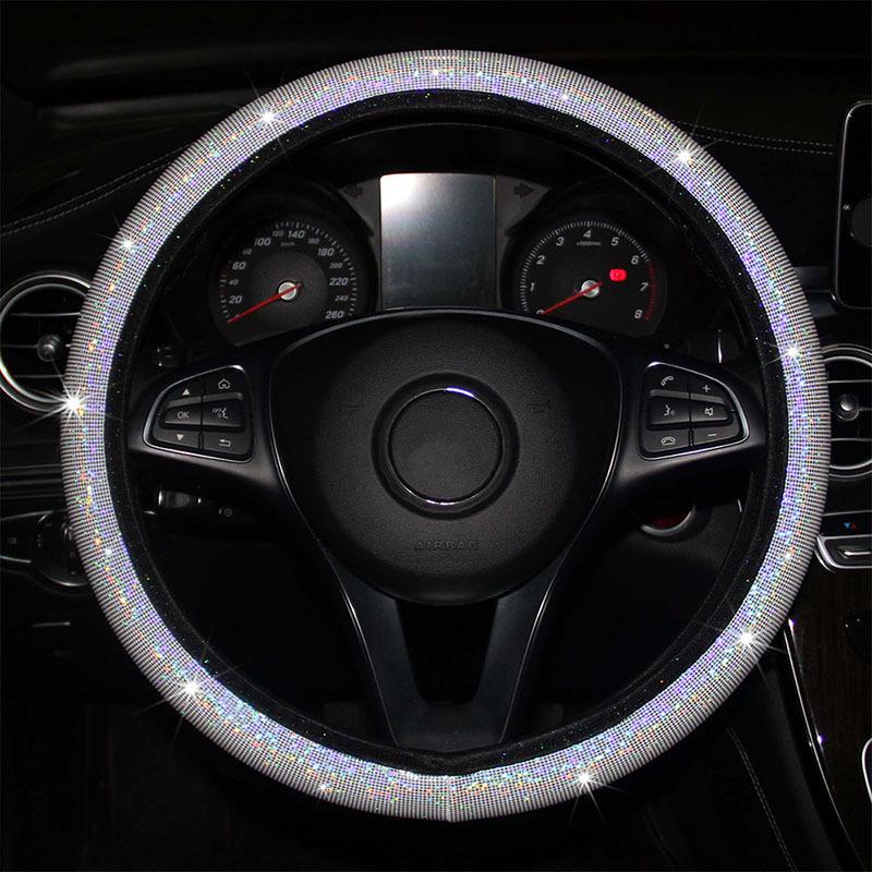 Steering Wheel Cover Glitter,Bling Bling Universal Non-Slip Shiny Colorful Car Steering Wheel Protector Car Decoration Accessories for Car Accessories