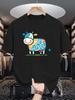 Male Red Round Neck T Shirt Simple Hand Drawn Happy Cow Multicolor Scribble Pattern Lovely Farm Creature Daily Cotton Tee