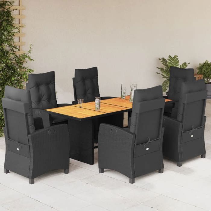 VidaXL Ensemble à Manger de Jardin avec Coussins 7 pcs, Table et Chaises avec Dossier Réglable, Meubles d'Extérieur, 3212707