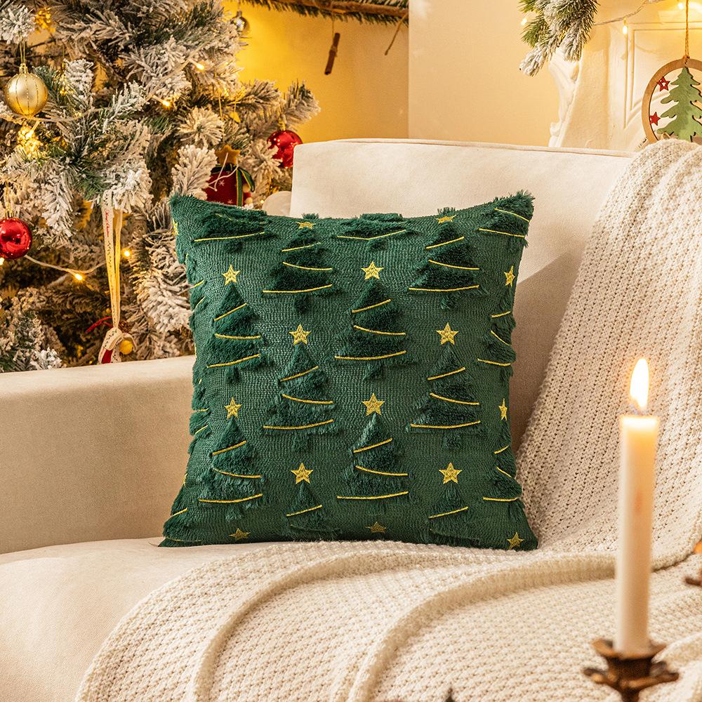 Vánoční světla Vyšívaný povlak na polštář Americký retro Obývací pokoj Pohovka Polštář Vánoční atmosféra Domácí dekorace