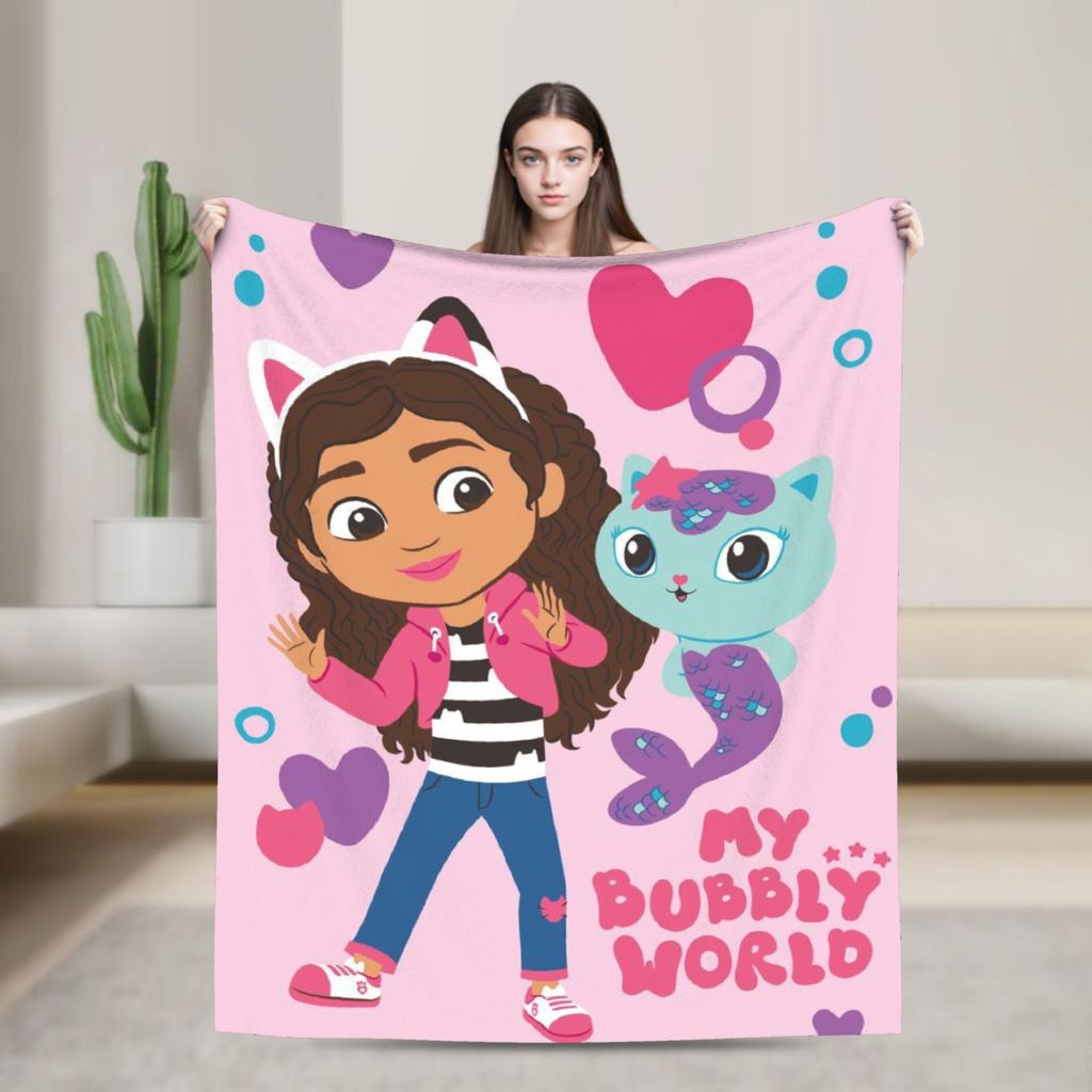 G-Gabby’s Dollhouseds Plush  Warm Soft Blanket  Children Plush Throw Blanket Print Couch Chair Flannel Bedspread Sofa Bed Cover