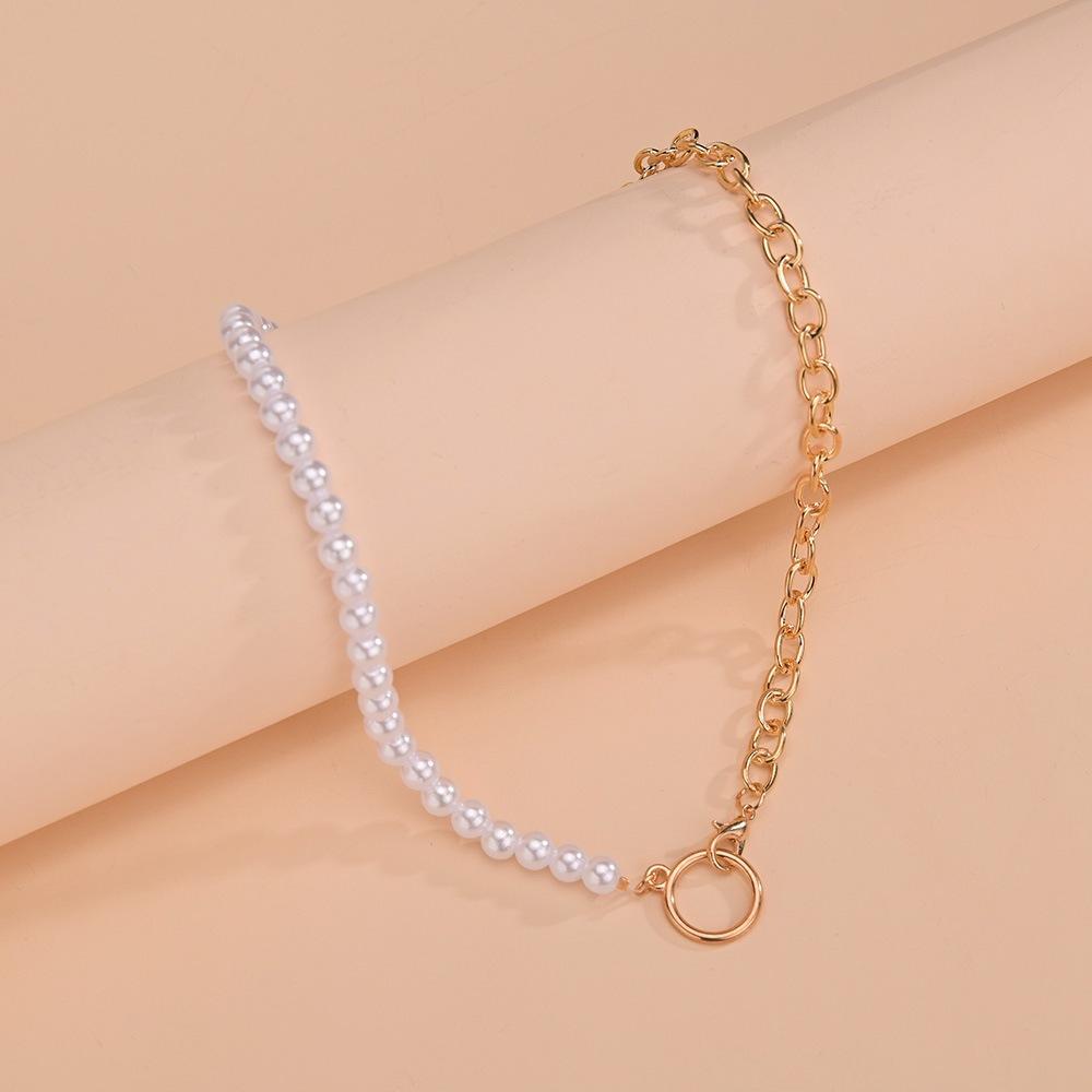 Kreative Persönlichkeit Damen Halskette, Perlen-Spleißkette Geometrisch Rund Einfache Halskette Schlüsselbein Kette