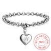 Punk Design 925 Stempel Silberfarbe A-Z Buchstabe Herz Charms Armbänder & Armreifen Für Frauen Feiner Schmuck Pulseras Mujer Moda 2020