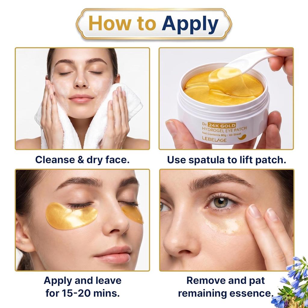 Lebelage Dott. Patch Occhi Idrogel Oro 24K (60 pezzi) - [K-BEAUTY] Illuminante Virale Sotto gli Occhi