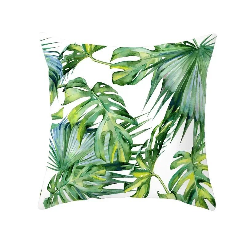 Summer Tropical Plants Summer Green Leaves Pillowcase Bedroom Living Room Sofa Decoration
