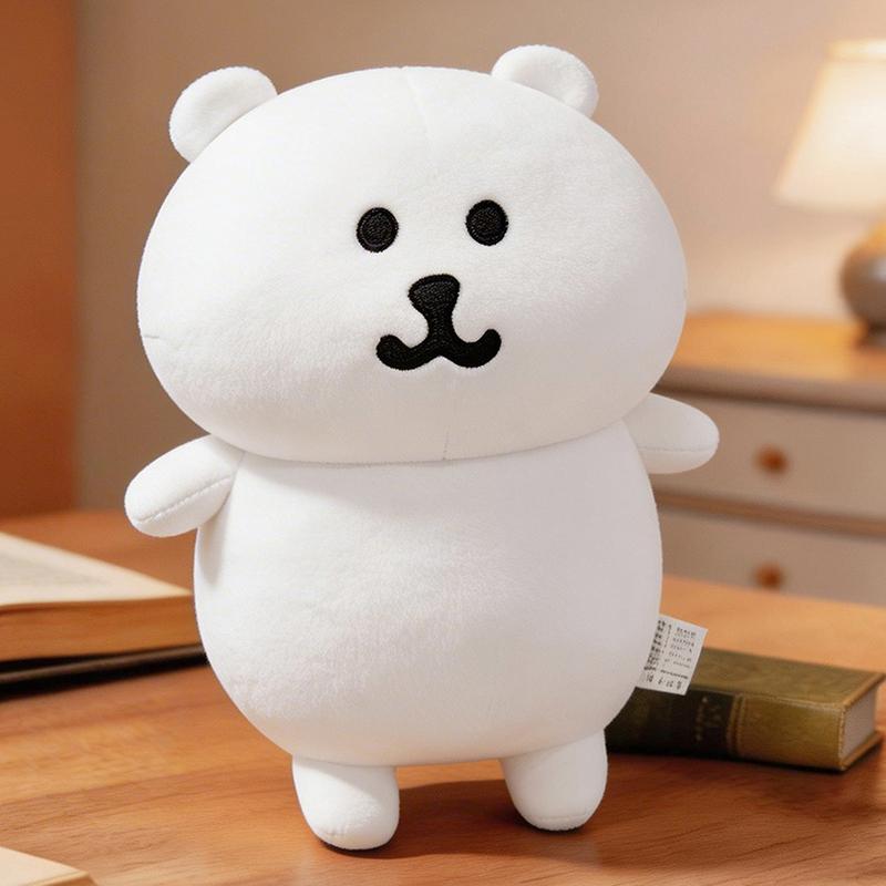 Niedlicher Nagano Bär Plüschtier Eltern und Paar Weiß mit Schwarzen Merkmalen Minimalistisches Kawaii Design Warme Dekoration Stilvoller Akzent 30cm white