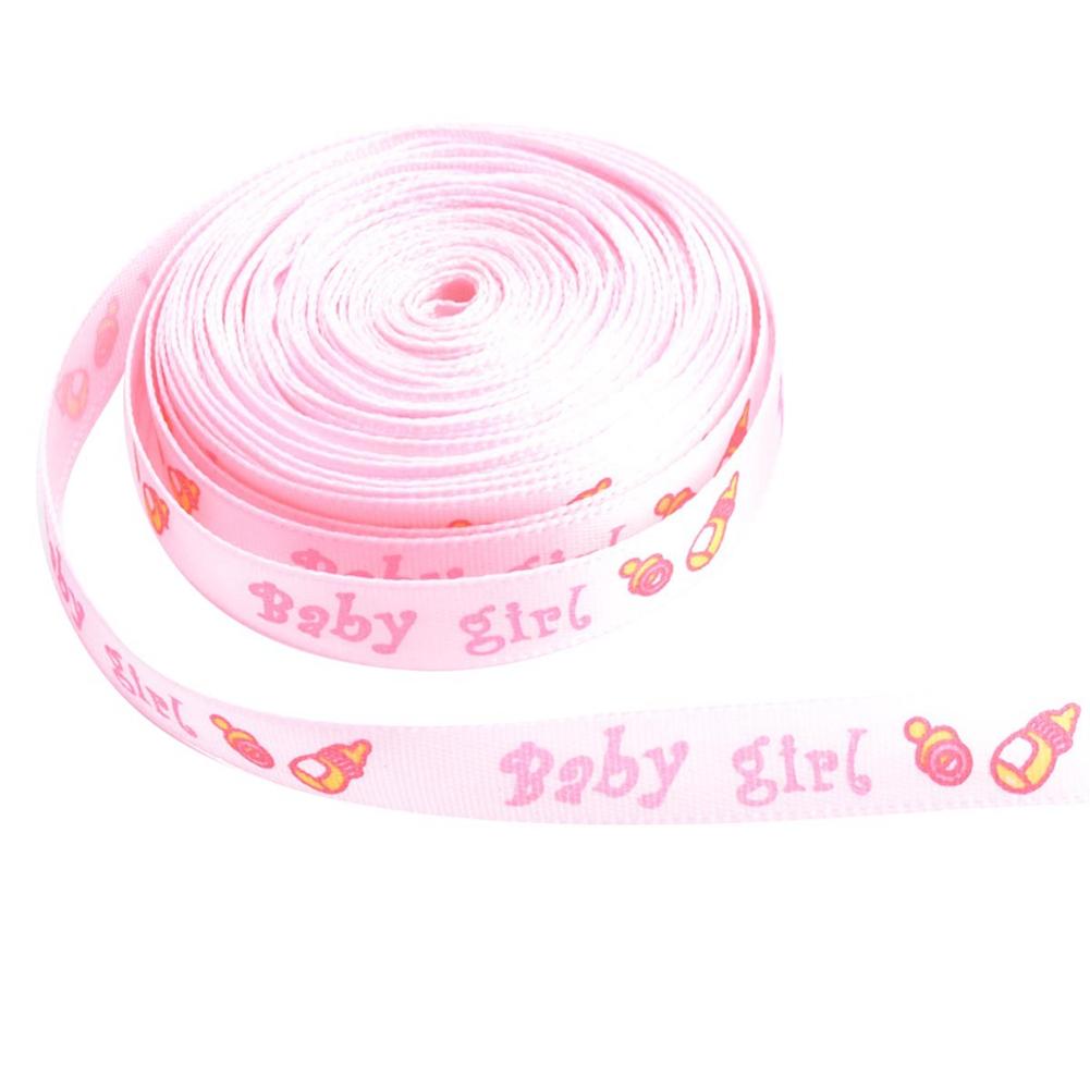 

10mm 10yard Baby Girl Printed Ribbon for DIY Baby Shower Decoration Gift Wrapping (Pink) рожевий