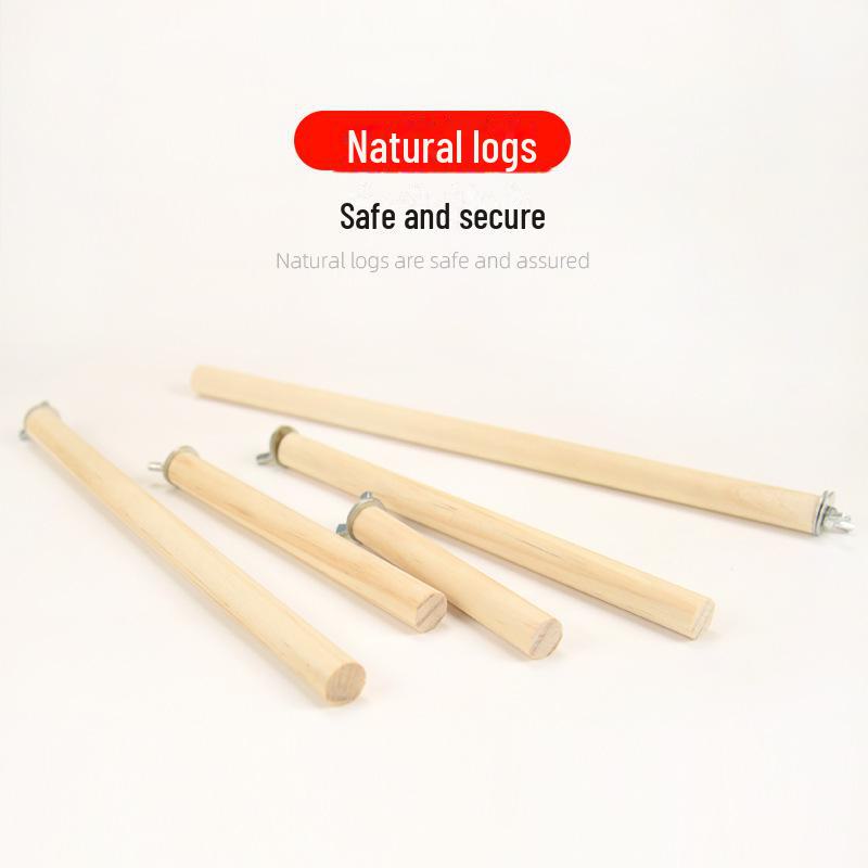 Solid Wood Bird Stand Rod with Screws for Starlings, Mynas, Parrots - Cage Accessory Platform.
