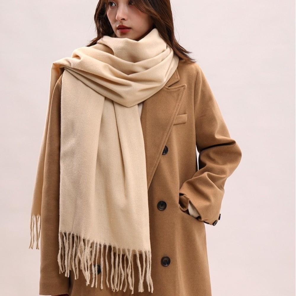 Tassel Imitation Cashmere Scarf Korean Style Women Shawl Simple Winter Neckerchief  Autumn