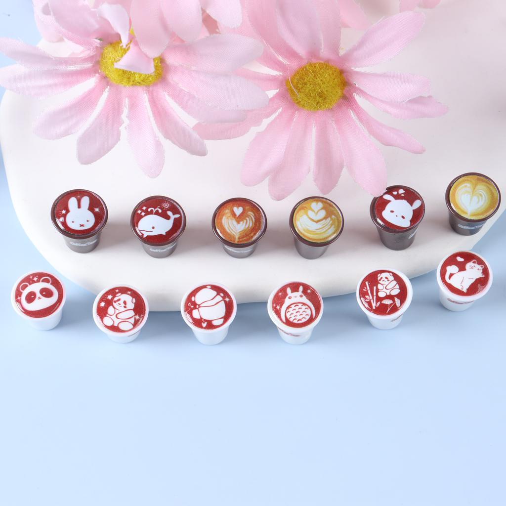 12pcs Miniature Simulation Tableware Mini Latte Coffee Cups Pendants for Earring Necklace Keychain Dollhouse DIY Jewelry
