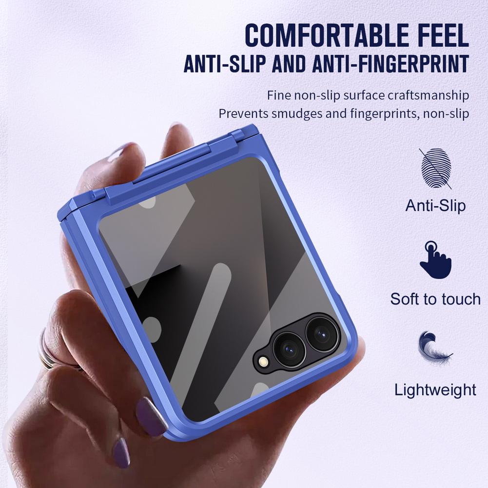 Flat Hinge with Front Glass Full Protective Cover For Samsung Z Flip 8 Flip7 FE Galaxy Z Flip 7 6 5 Slim Anti-slip Back Cover