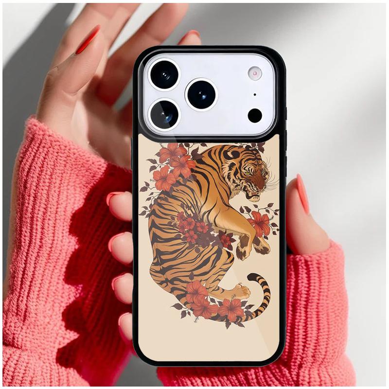 Japanese ukiyo-e Art Panther Tiger Phone Case for iPhone 17 16 15 14 13 Pro Max Back Cover for 12 11 Pro Coque