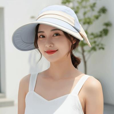Portable Wide Brim Sun Cap Breathable Women Sunshade Hat Top Air Cap Sunscreen Empty Top Hat  Beach