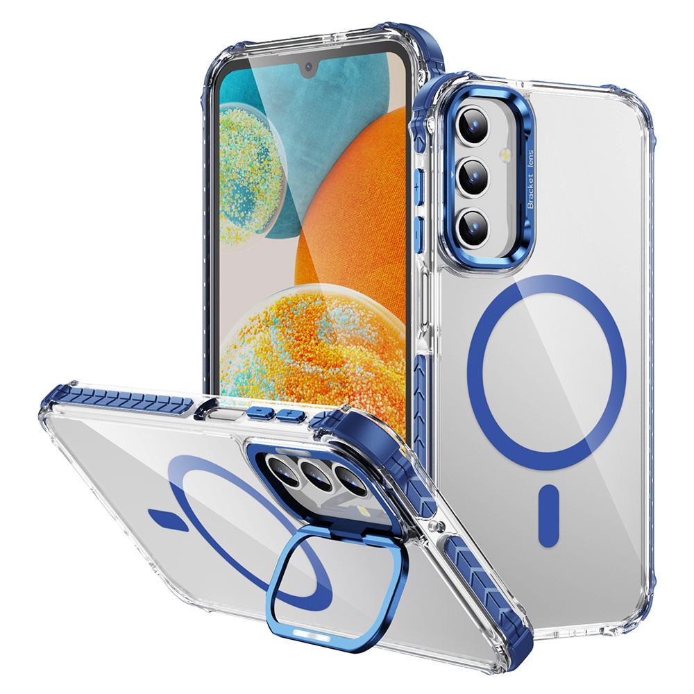 For Samsung Galaxy S24 Clear Phone Case with Lens Kickstand Cover Compatible with MagSafe