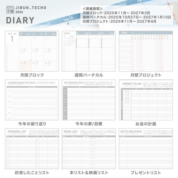 Kokuyo Jibun Techo Mini First Kit Notebook 2026 Monthly/Weekly B6 Slim Pink NI-JFM1P-26, Starts Nov. 2025
