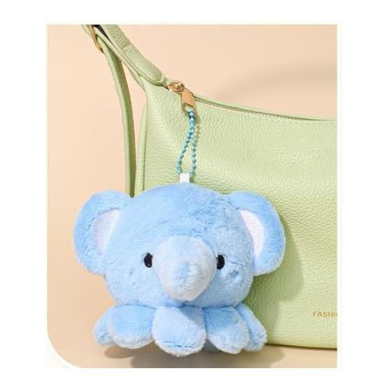 Stuffed Keychain Octopus Blue Mascot Easy To Attach and Remove Fluffy Soothing Goods Stress Relief for Adults Commuting To School Bag Charm Gift
