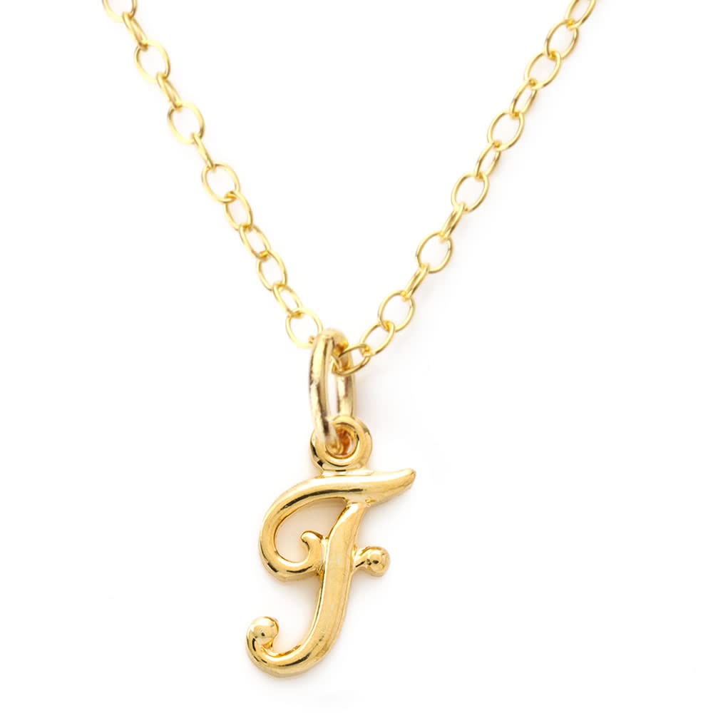 

F Initial Necklace K14GF Gold Filled Chain Hypoallergenic Alphabet [Accessories Salt] Women s золотий