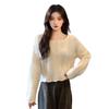 Autumn 2025 Wavy Edge Round Neck Knit Pullover for Women