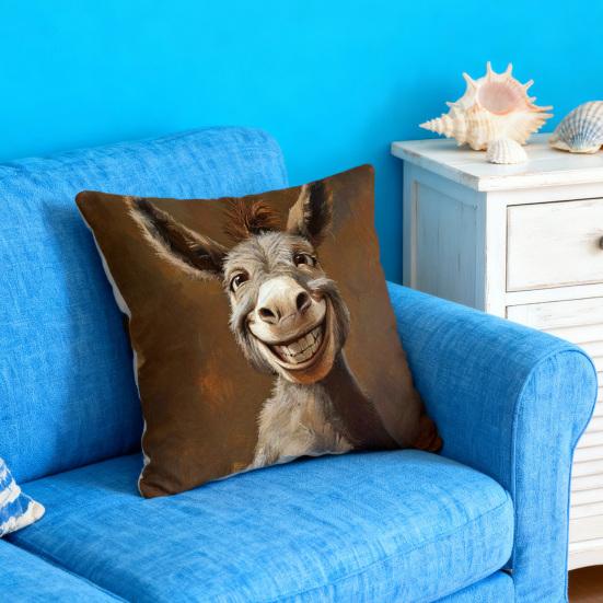 Yousheng Pillowcase Donkey Print Easy-Care Design Soft Breathable Pillow Cover Sofa Bedroom Patio Home Decor