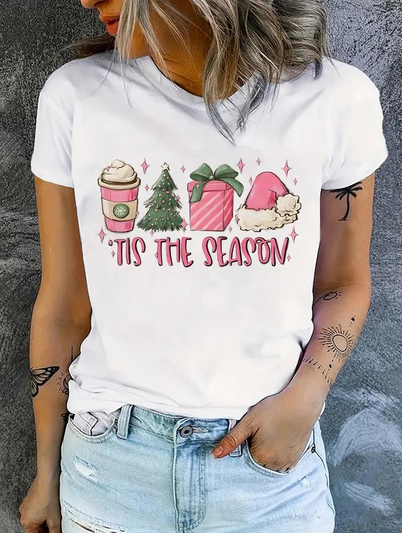 

Повседневная белая хлопковая футболка для женщин с модным принтом