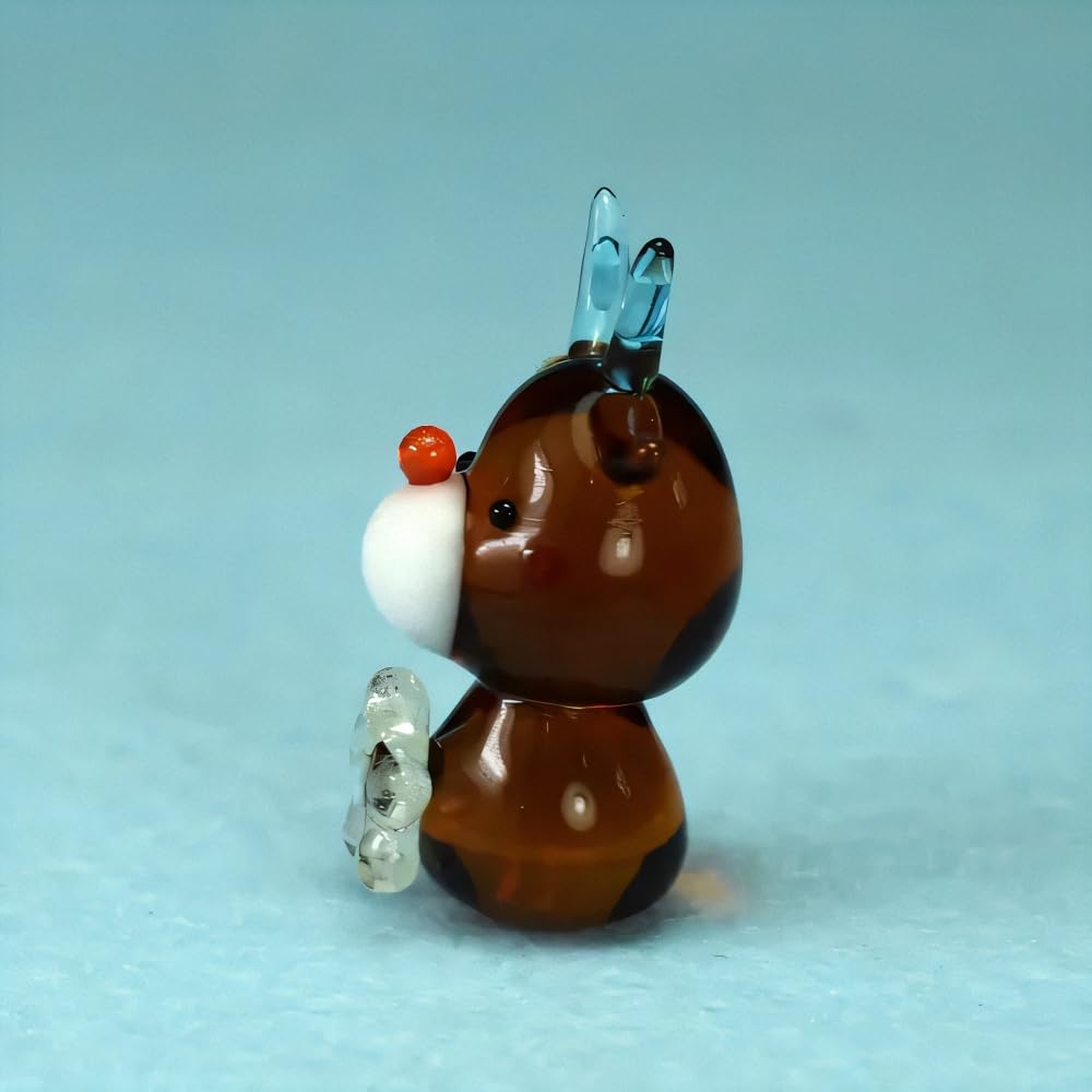 Four Cart Cute Handmade Glass Reindeer Holding a Glowing Star