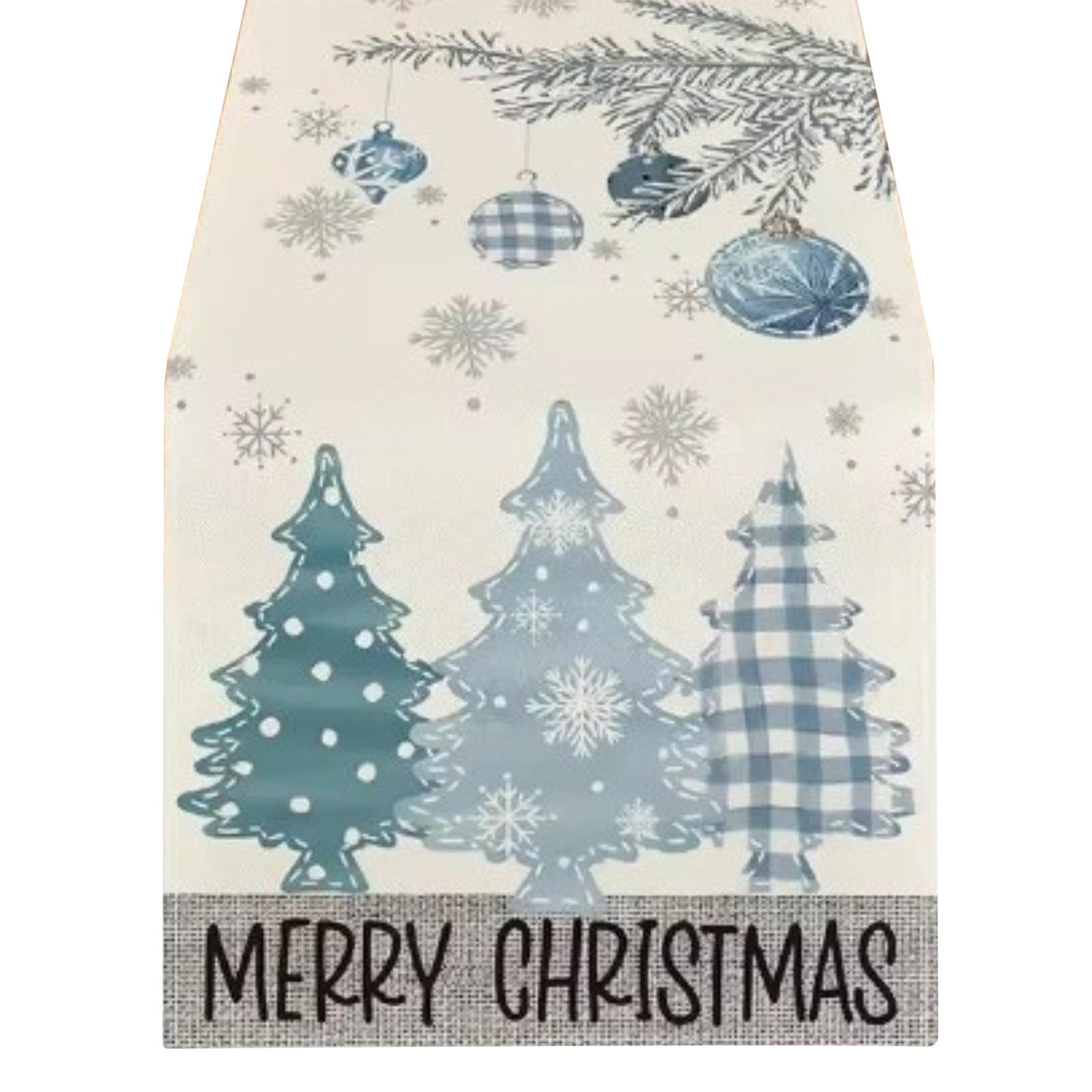

33x275cm Plaid Christmas Trees Merry Xmas Table Runner, Seasonal Winter Holiday Kitchen Dining Table Decoration For Indoor Outdoor Home Party Decor One Size