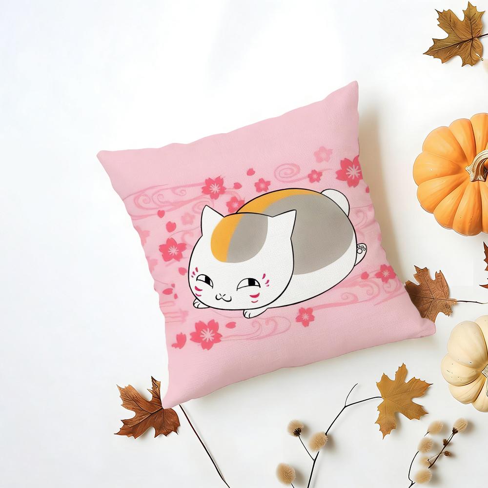 NNyankosensei Cushion Cover Washable Linen Pillowcase Soft for Daily Sofa Bed Home Room Decor