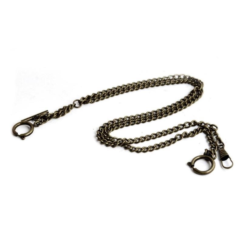 Men Double Albert Chain Pocket Watch Curb Link Classic Antique T-Bar Watch Chain for Pocket Watch Keys Pendants